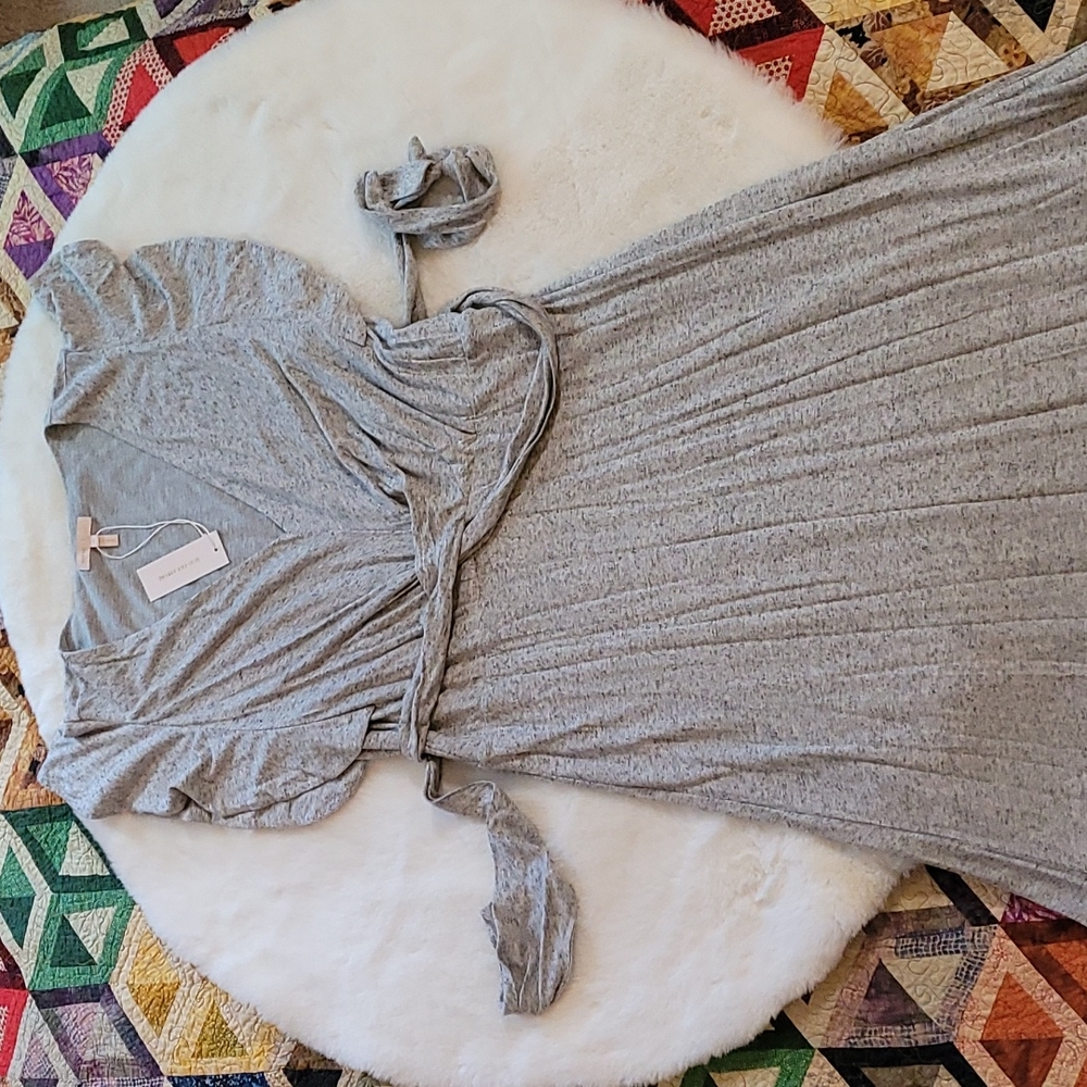NWT Rebecca Taylor Super Soft Heather Gray Jersey Knit Casual Summer Maxi